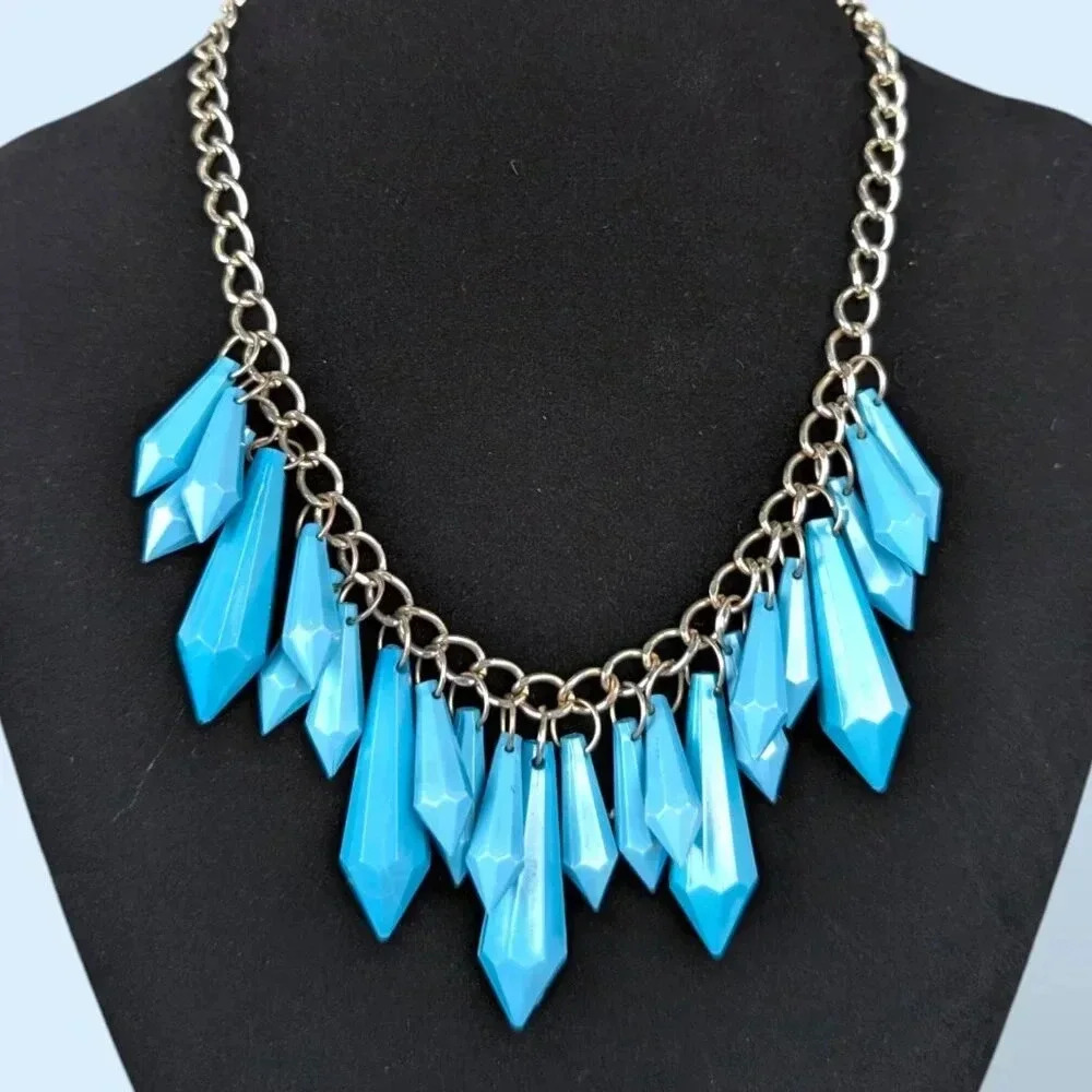 (2/$20) Blue Spikes Statement Necklace
